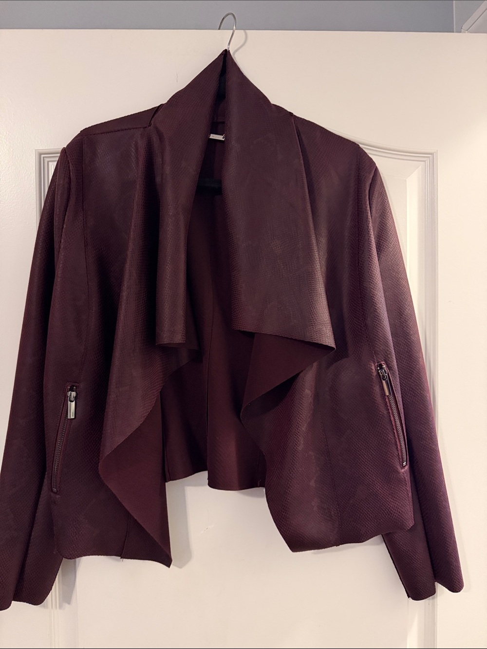 Women's Draped Open Front Jacket - Deep Burgundy NWT size Medium